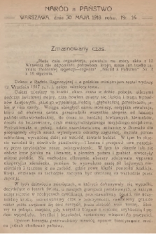 Naród a Państwo. 1918, nr 16