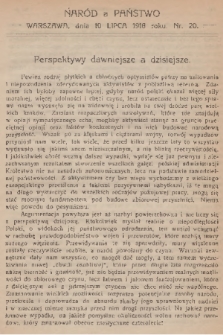 Naród a Państwo. 1918, nr 20