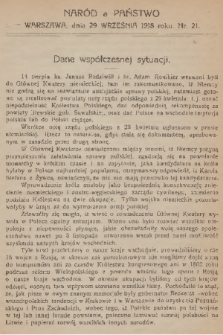 Naród a Państwo. 1918, nr 21