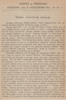 Naród a Państwo. 1918, nr 22