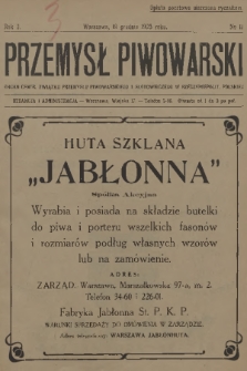 Przemysł Piwowarski : organ Centr. Związku Przemysłu Piwowarskiego i Słodowniczego w Rzeczypospolit. Polskiej. R.3, 1925, № 11
