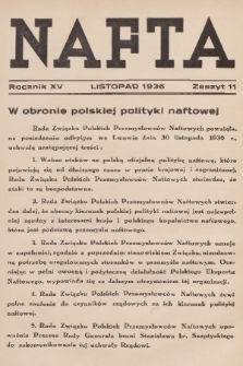 Nafta. R.15, 1936, Zeszyt 11