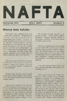Nafta. R.16, 1937, Zeszyt 5