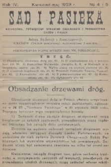 Sad i Pasieka : miesięcznik, poświęcony sprawom zakładania i prowadzenia sadów i pasiek. R.4, 1923, № 4-5