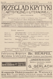 Przegląd Krytyki Artystycznej i Literackiej. R.3, 1911, № 40