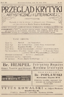 Przegląd Krytyki Artystycznej i Literackiej. R.3, 1911, № 43