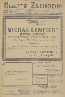 Kurjer Zachodni Iskra : dziennik polityczny, gospodarczy i literacki. R.22, 1931, nr 1