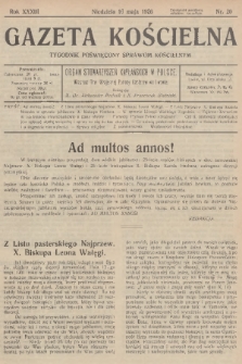 Gazeta Kościelna : tygodnik poświęcony sprawom kościelnym : organ stowarzyszeń kapłańskich w Polsce. R.33, 1926, nr 20