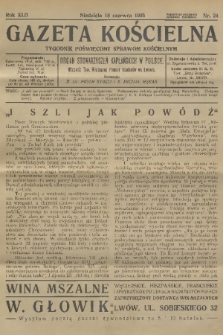 Gazeta Kościelna : tygodnik poświęcony sprawom kościelnym : organ stowarzyszeń kapłańskich w Polsce. R.42, 1935, nr 24