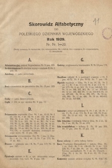 Poleski Dziennik Wojewódzki. 1929, skorowidz alfabetyczny