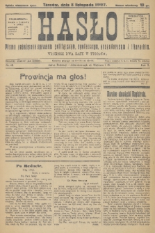 Hasło : pismo poświęcone sprawom politycznym, społecznym, gospodarczym i literackim. R.2, 1927, nr 48