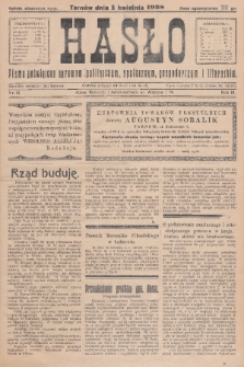 Hasło : pismo poświęcone sprawom politycznym, społecznym, gospodarczym i literackim. R.3, 1928, nr 14