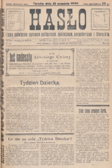 Hasło : pismo poświęcone sprawom politycznym, społecznym, gospodarczym i literackim. R.3, 1928, nr 33