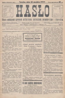 Hasło : pismo poświęcone sprawom politycznym, społecznym, gospodarczym i literackim. R.3, 1928, nr 46