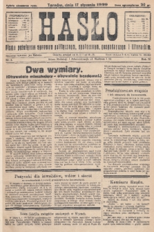 Hasło : pismo poświęcone sprawom politycznym, społecznym, gospodarczym i literackim. R.4, 1929, nr 3