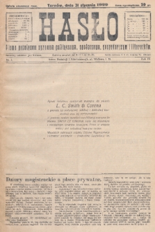 Hasło : pismo poświęcone sprawom politycznym, społecznym, gospodarczym i literackim. R.4, 1929, nr 5