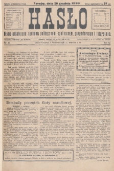 Hasło : pismo poświęcone sprawom politycznym, społecznym, gospodarczym i literackim. R.4, 1929, nr 46