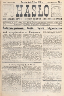 Hasło : pismo poświęcone sprawom politycznym, społecznym, gospodarczym i literackim. R.7, 1932, nr 27
