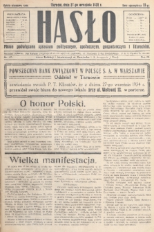 Hasło : pismo poświęcone sprawom politycznym, społecznym, gospodarczym i literackim. R.9, 1934, nr 37