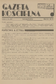 Gazeta Kościelna : tygodnik dla duchowieństwa. R.45, 1938, nr 27
