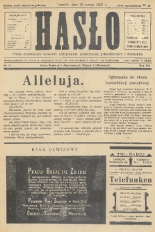 Hasło : pismo poświęcone sprawom politycznym, społecznym, gospodarczym i literackim. R.12, 1937, nr 11