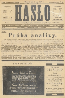 Hasło : pismo poświęcone sprawom politycznym, społecznym, gospodarczym i literackim. R.12, 1937, nr 15