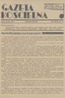 Gazeta Kościelna : tygodnik dla duchowieństwa. R.46, 1939, nr 13