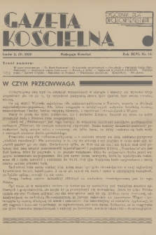 Gazeta Kościelna : tygodnik dla duchowieństwa. R.46, 1939, nr 14