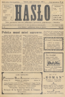 Hasło : pismo poświęcone sprawom politycznym, społecznym, gospodarczym i literackim. R.13, 1938, nr 13