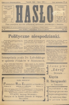Hasło : pismo poświęcone sprawom politycznym, społecznym, gospodarczym i literackim. R.13, 1938, nr 22