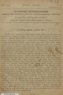 Wiadomości Meteorologiczne = Bulletin Mètèorologique. 1922, nr 1