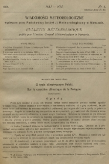 Wiadomości Meteorologiczne = Bulletin Mètèorologique. 1923, nr 5