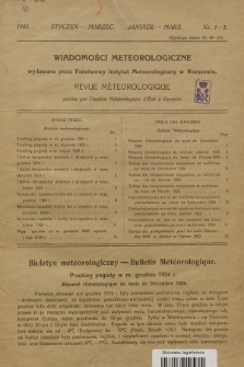 Wiadomości Meteorologiczne = Bulletin Mètèorologique. 1925, nr 1-3