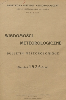 Wiadomości Meteorologiczne = Bulletin Mètèorologique. 1926, nr 8