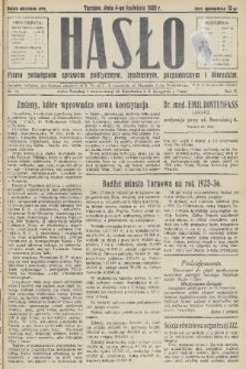 Hasło : pismo poświęcone sprawom politycznym, społecznym, gospodarczym i literackim. R.10, 1935, nr 14