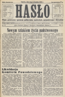 Hasło : pismo poświęcone sprawom politycznym, społecznym, gospodarczym i literackim. R.10, 1935, nr 35