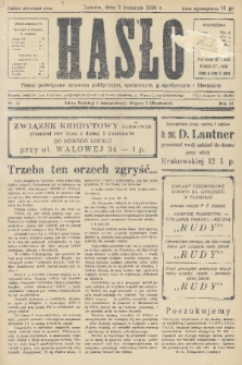 Hasło : pismo poświęcone sprawom politycznym, społecznym, gospodarczym i literackim. R.11, 1936, nr 11
