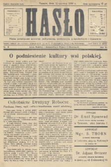 Hasło : pismo poświęcone sprawom politycznym, społecznym, gospodarczym i literackim. R.11, 1936, nr 19