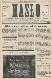 Hasło : pismo poświęcone sprawom politycznym, społecznym, gospodarczym i literackim. R.11, 1936, nr 24
