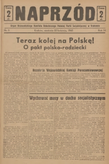 Naprzód : organ Wojewódzkiego Komitetu Robotniczego Polskiej Partii Socjalistycznej w Krakowie. 1945, nr 9