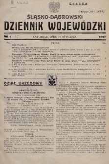 Śląsko-Dąbrowski Dziennik Wojewódzki. 1947, nr 1