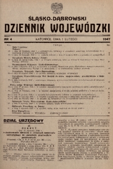 Śląsko-Dąbrowski Dziennik Wojewódzki. 1947, nr 4