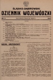 Śląsko-Dąbrowski Dziennik Wojewódzki. 1947, nr 11