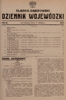 Śląsko-Dąbrowski Dziennik Wojewódzki. 1947, nr 12