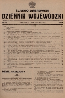 Śląsko-Dąbrowski Dziennik Wojewódzki. 1947, nr 15