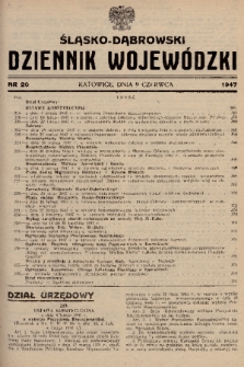 Śląsko-Dąbrowski Dziennik Wojewódzki. 1947, nr 20