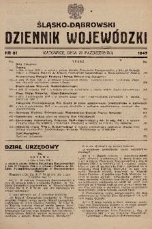 Śląsko-Dąbrowski Dziennik Wojewódzki. 1947, nr 31