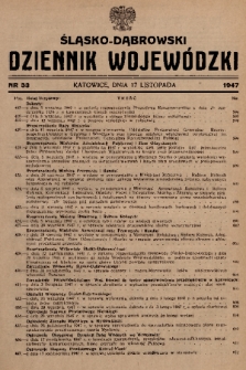 Śląsko-Dąbrowski Dziennik Wojewódzki. 1947, nr 33