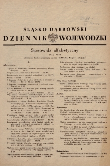 Śląsko-Dąbrowski Dziennik Wojewódzki. 1948, skorowidz alfabetyczny