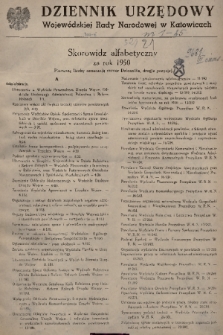 Śląski Dziennik Wojewódzki. 1950, skorowidz alfabetyczny